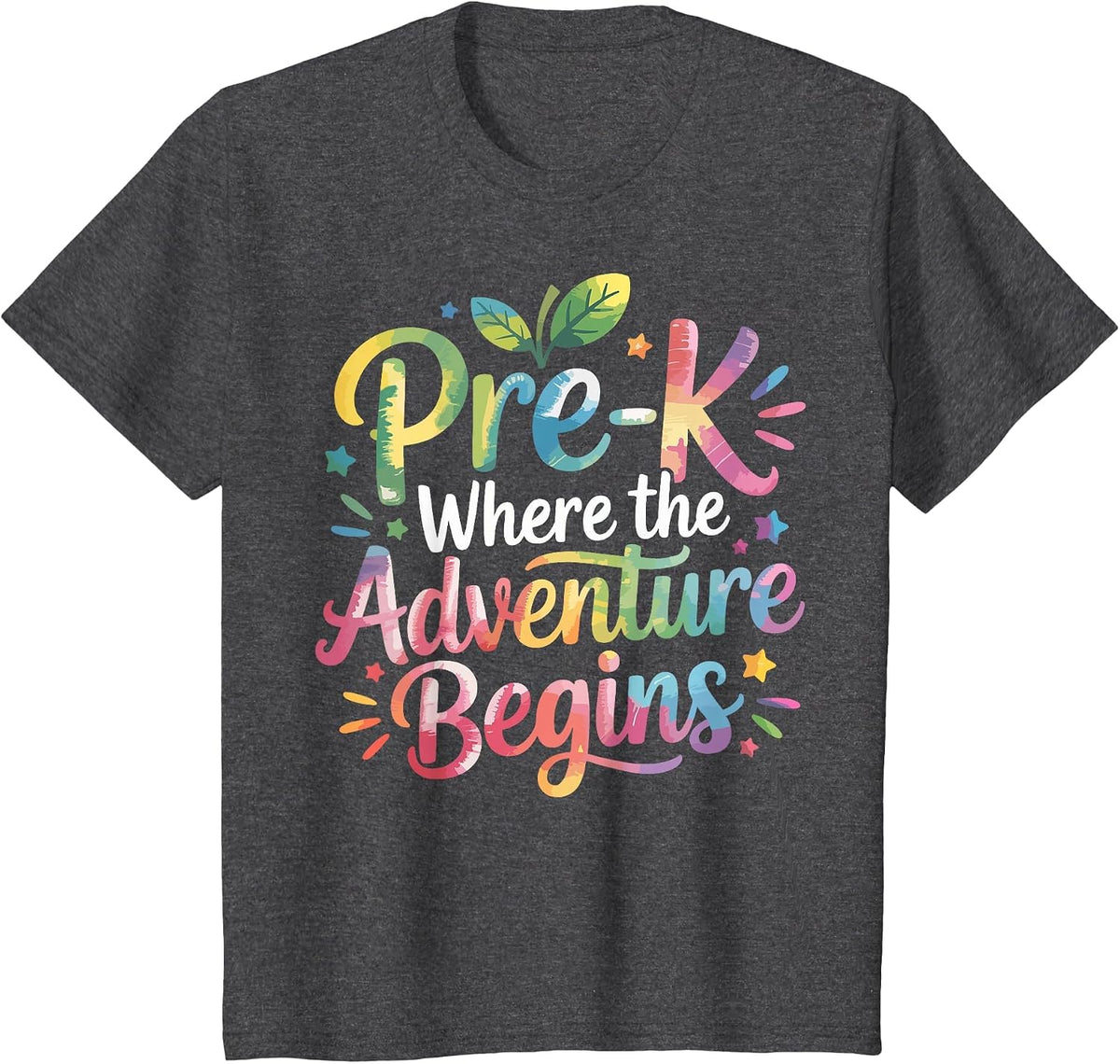 Pre-K Where The Adventure Begins Preschool Teachers Students T-Shirt - Dark Heather Grey