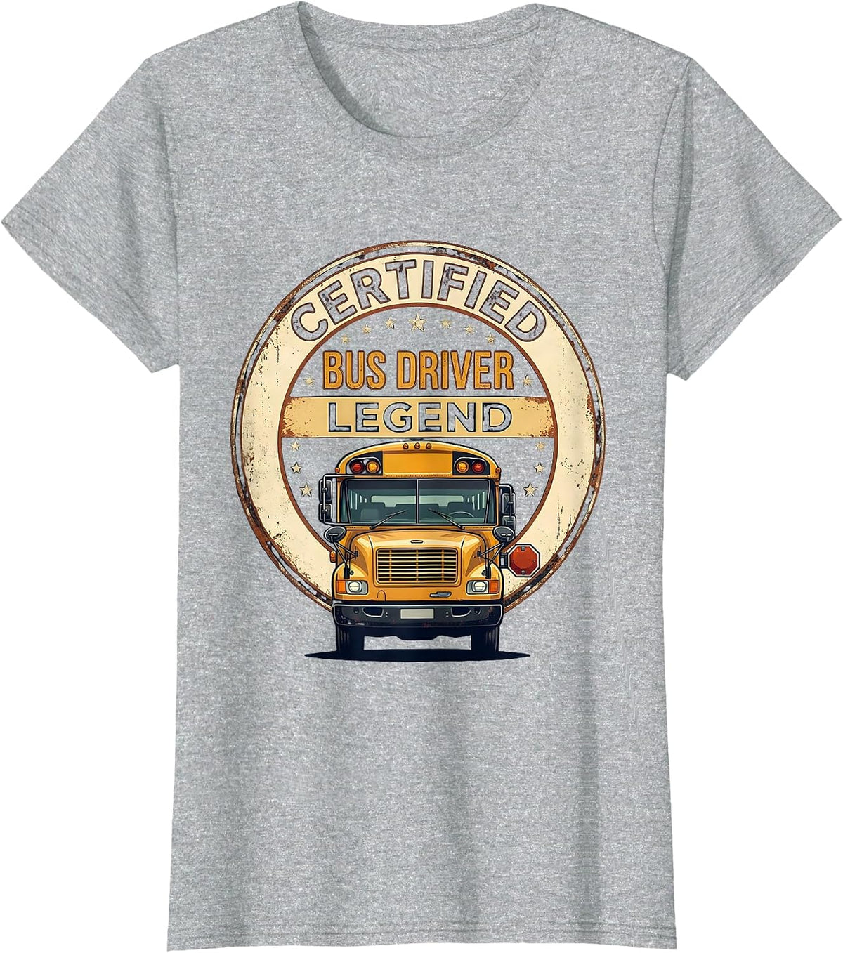 Certified Bus Driver Legend Vintage Funny School Bus Driver T-Shirt - Heather Grey
