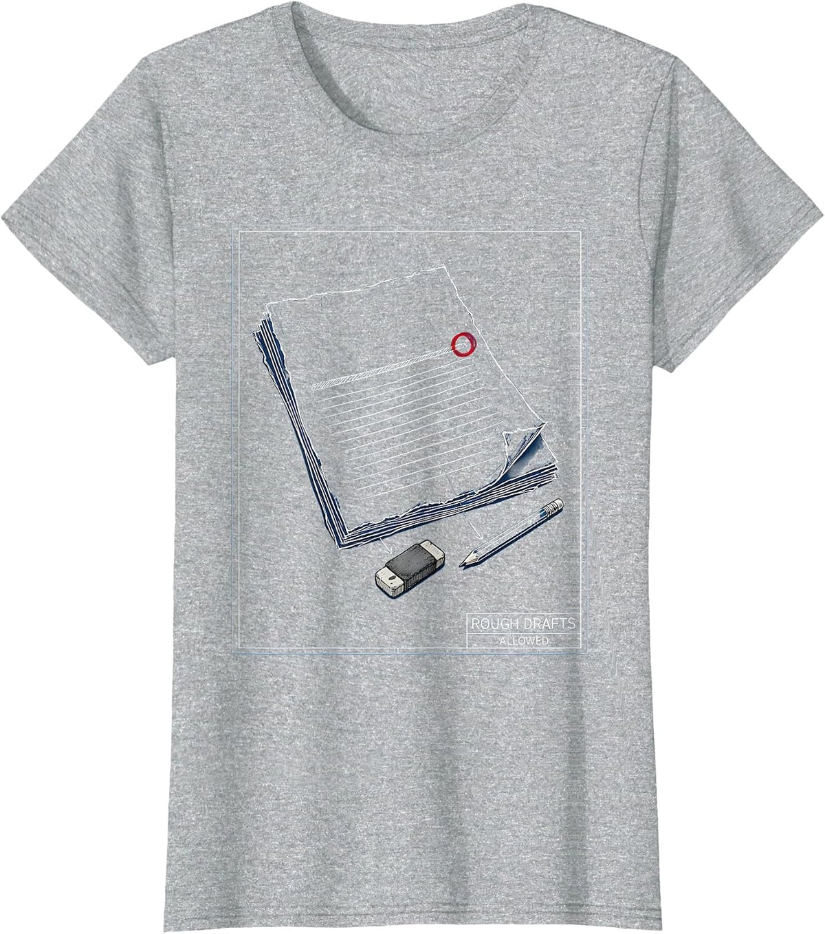 Rough Drafts Allowed Technical Blueprint Growth Mindset T-Shirt - Heather Grey