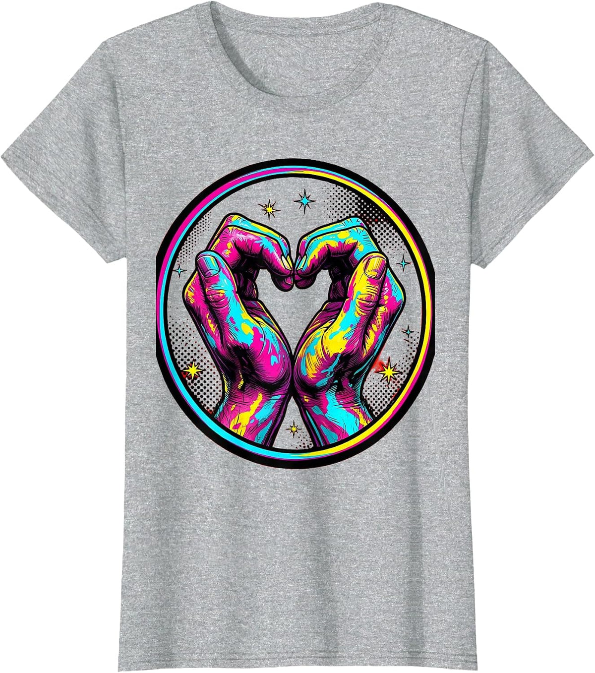 Art Teacher Paint Hands Heart Graphic T-Shirt - Heather Grey