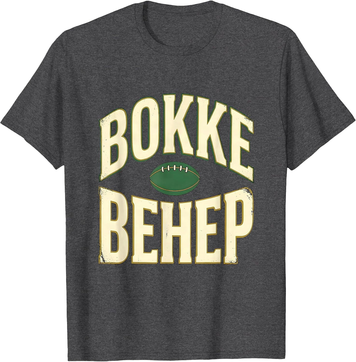 Bokke Behep Stencil South African Rugby Fan Pride T-Shirt - Dark Heather Grey