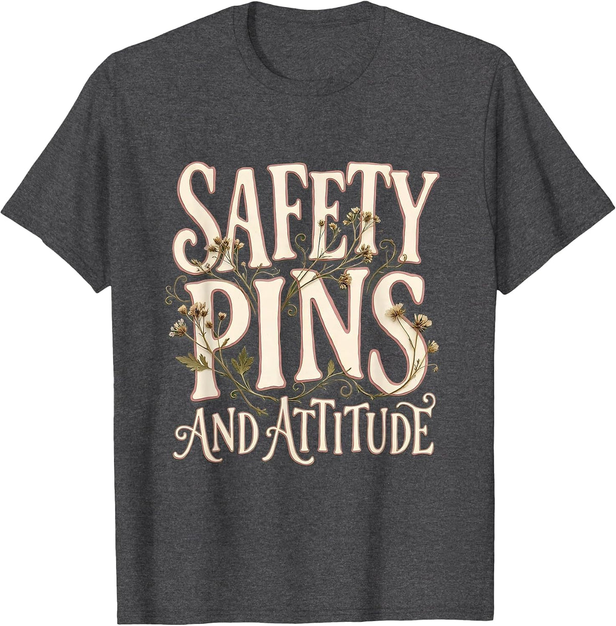 Safety Pins and Attitude Punk Band Graphic T-Shirt - Dark Heather Grey