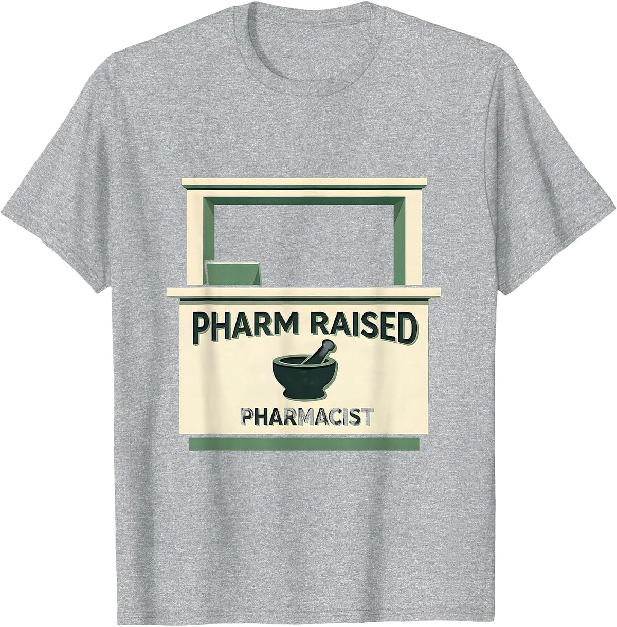 Men's Pharm Raised Pharmacist Funny Pharmacy Tech Crew Halloween T-Shirt - Heather Grey