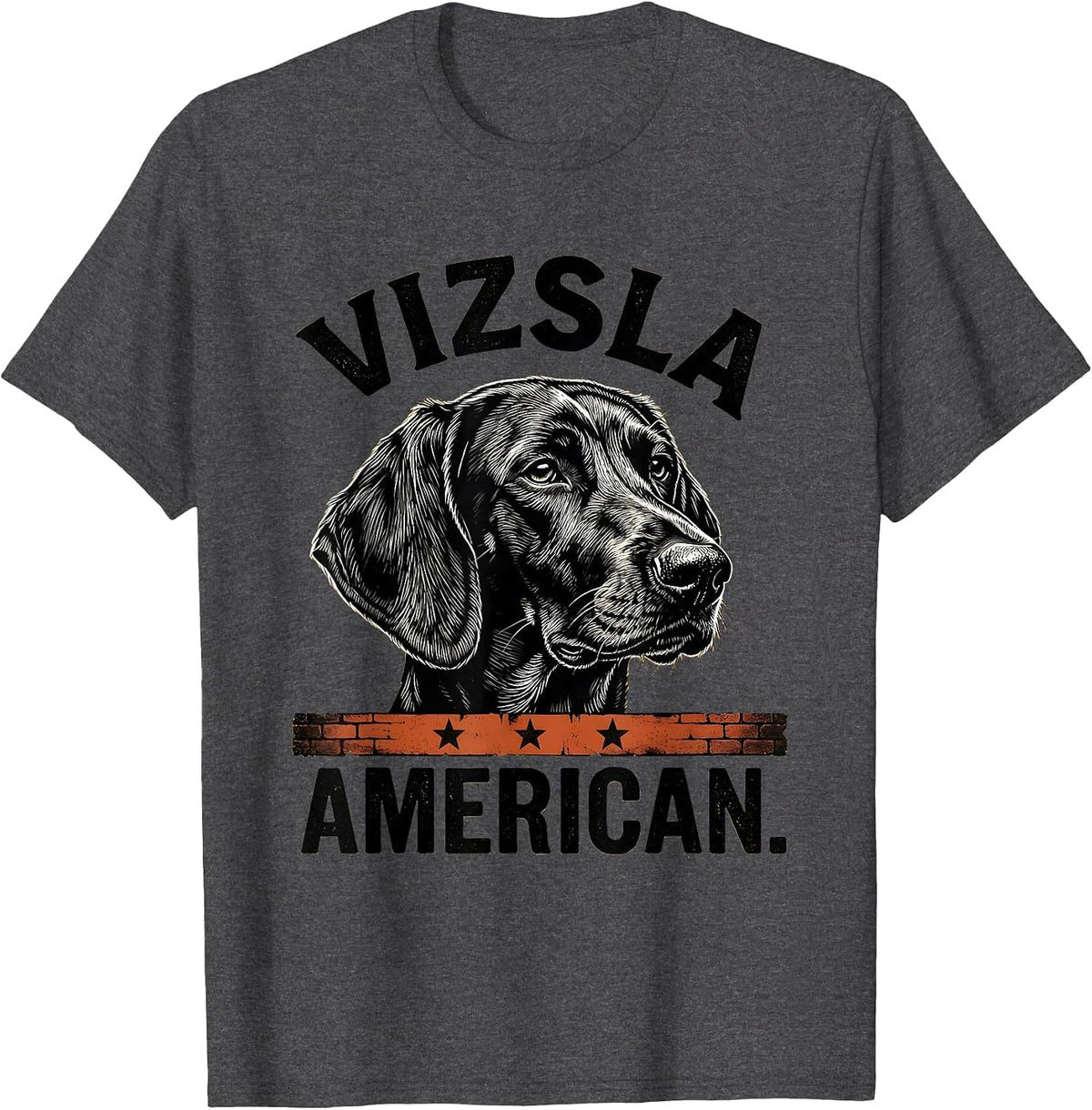 Vizsla American Patriotic Dog Breed Dad Pride Vintage T-Shirt - Dark Heather Grey