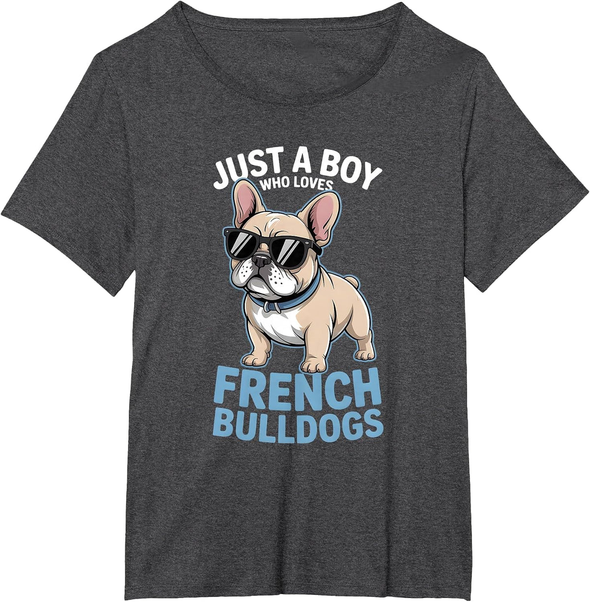 Boys French Bulldog T-Shirt - Dark Heather Grey