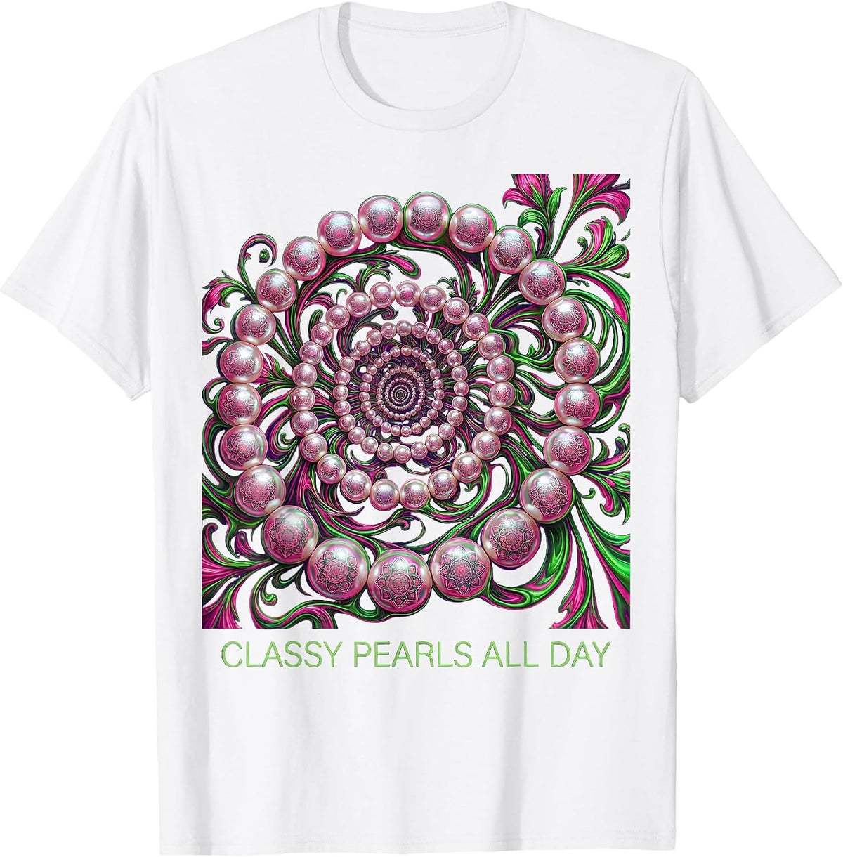 Classy Pearls All Day Elegant Pearl Lover Design T-Shirt - White