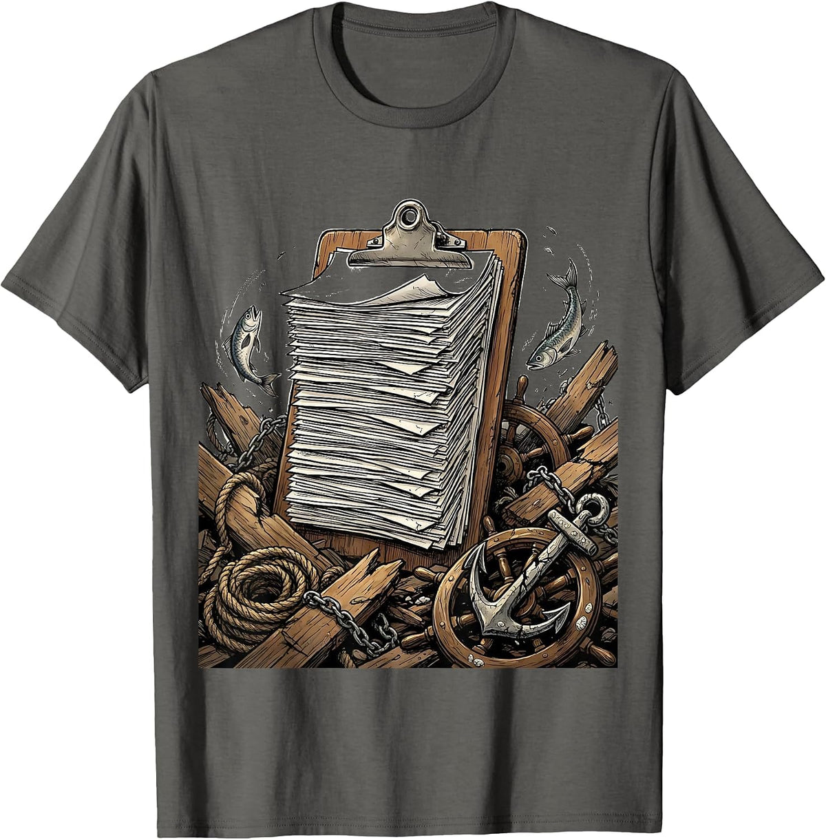 I Run a Tight Shipwreck Funny Chaos Graphic T-Shirt - Asphalt Grey