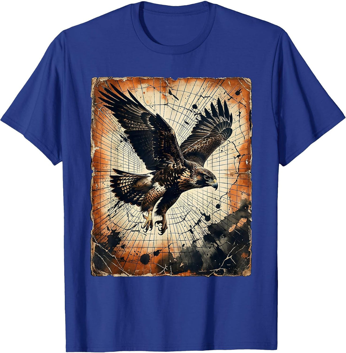 Men's Retro Falcon Dive Geometric Laser Grid 80s T-Shirt - Royal Blue
