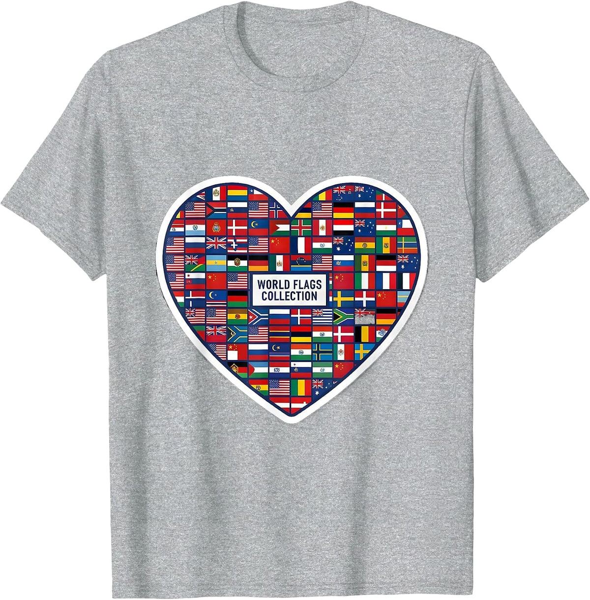 Men's World Flags Collection Geography Lover Travel Enthusiast T-Shirt - Heather Grey
