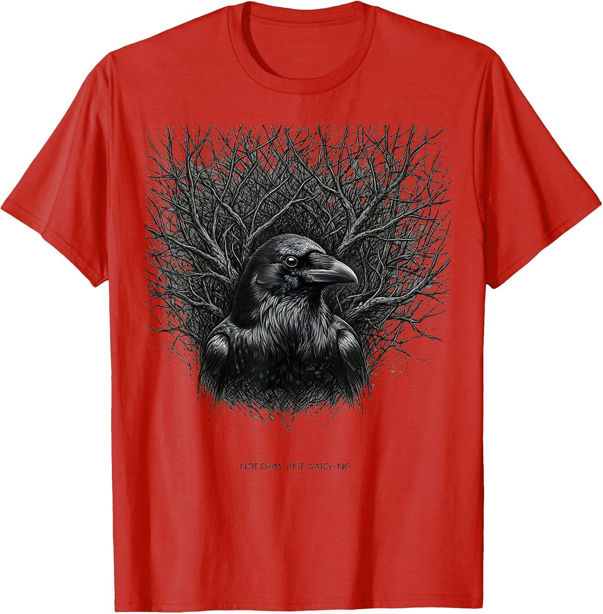 Men's Not Grim, Just Watching Sentimental Nature Wildlife Lover T-Shirt - Red