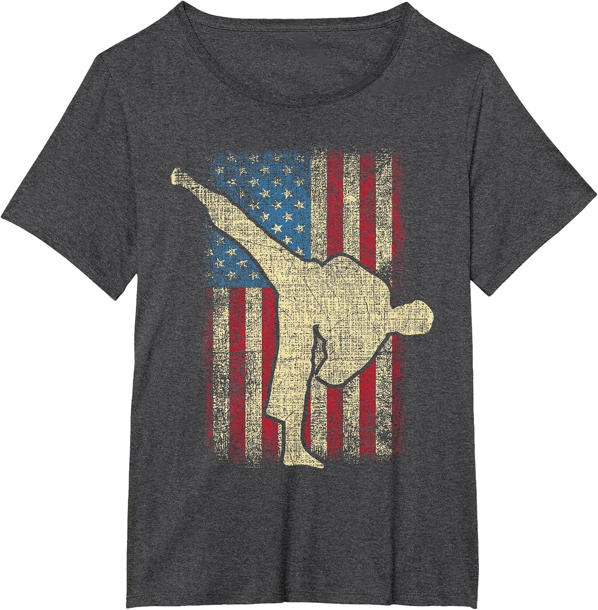 Patriotic USA Flag Karate Taekwondo Mixed Martial Arts MMA T-Shirt - Dark Heather Grey