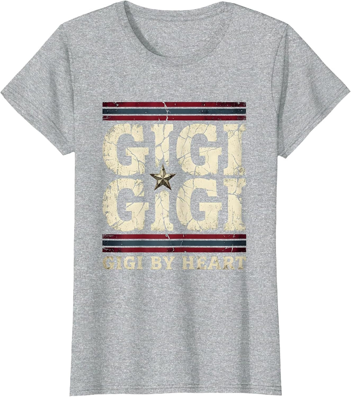 Gigi By Heart Grandma Love Design T-Shirt - Heather Grey