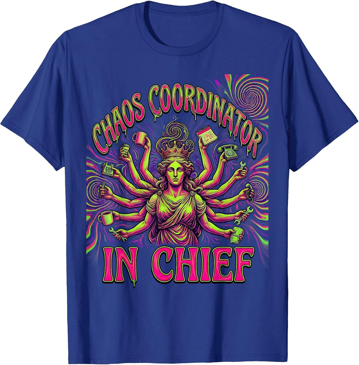 Men's Chaos Coordinator In Chief Mom Graphic Design T-Shirt - Royal Blue
