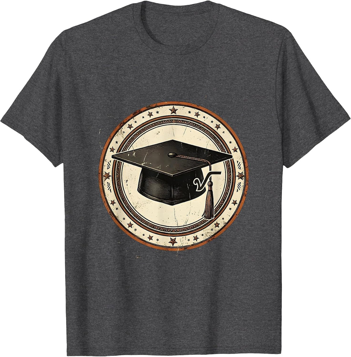 Math Teacher Graduation Cap Square Root Graphic T-Shirt - Dark Heather Grey
