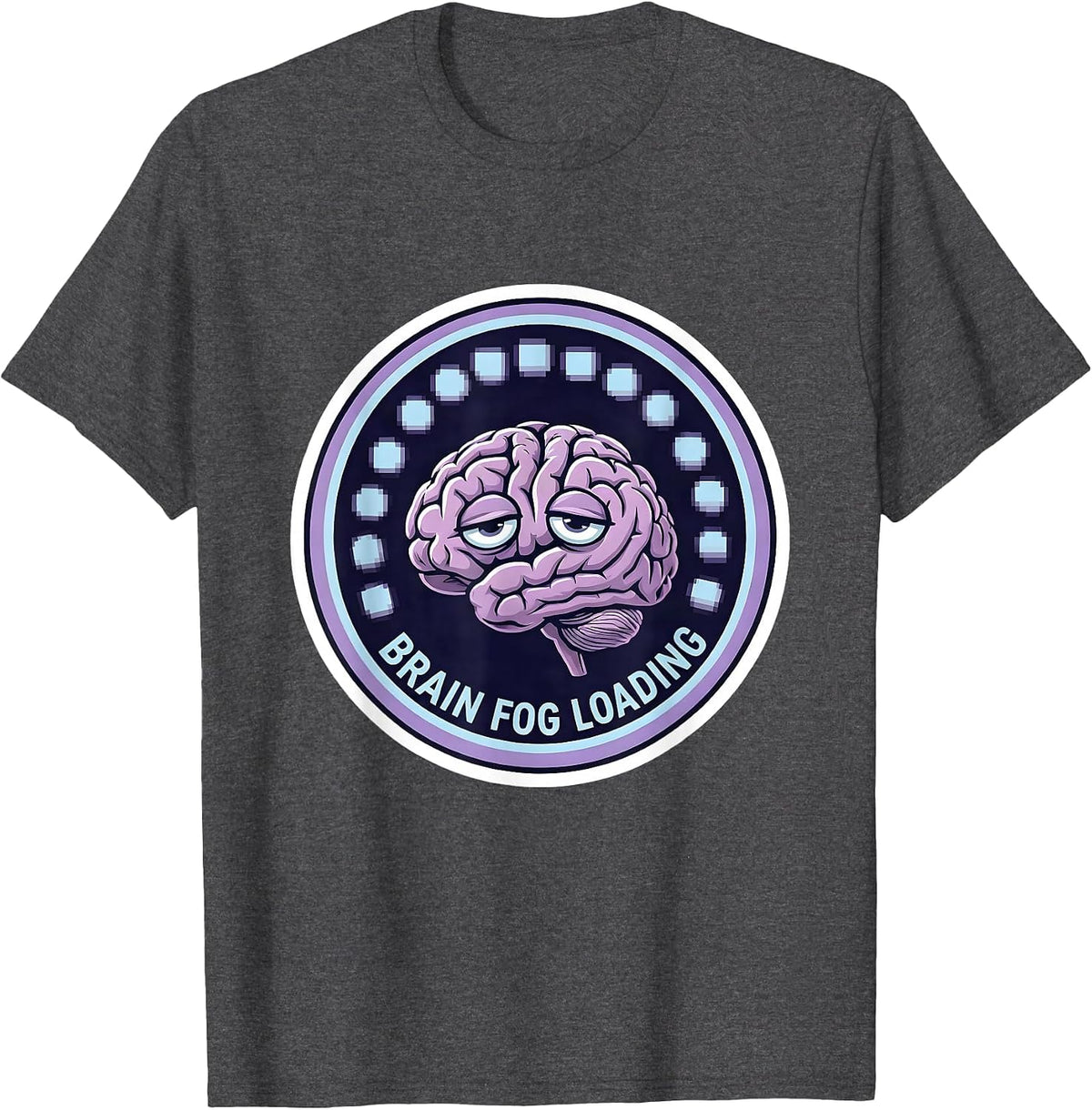 Men's Brain Fog Loading Mental Health Awareness Design T-Shirt - Dark Heather Grey