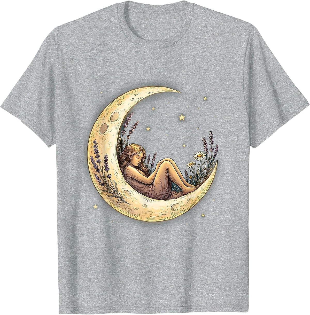 Men's Crescent Moon Sleeping Figure Suicide Prevention T-Shirt - Heather Grey