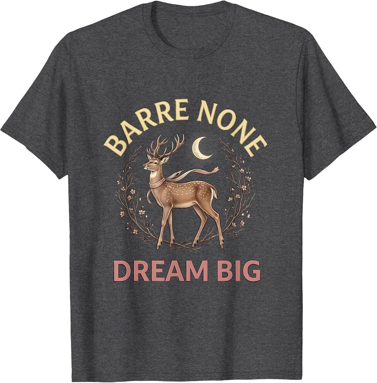 Barre None Dream Big Balletcore Fashion Design T-Shirt - Dark Heather Grey