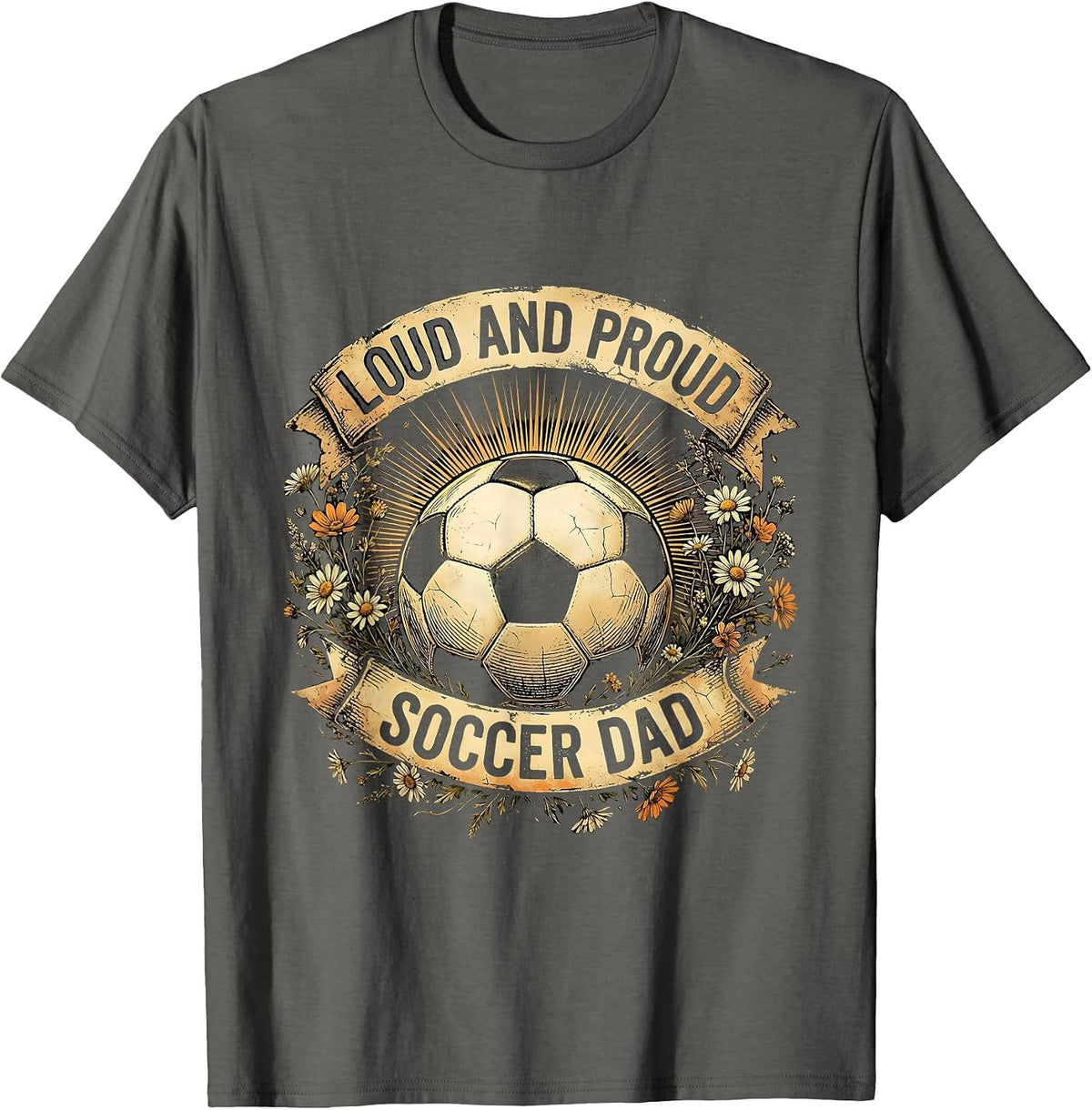 Men's Loud and Proud Soccer Dad Graphic Design T-Shirt - Asphalt Grey