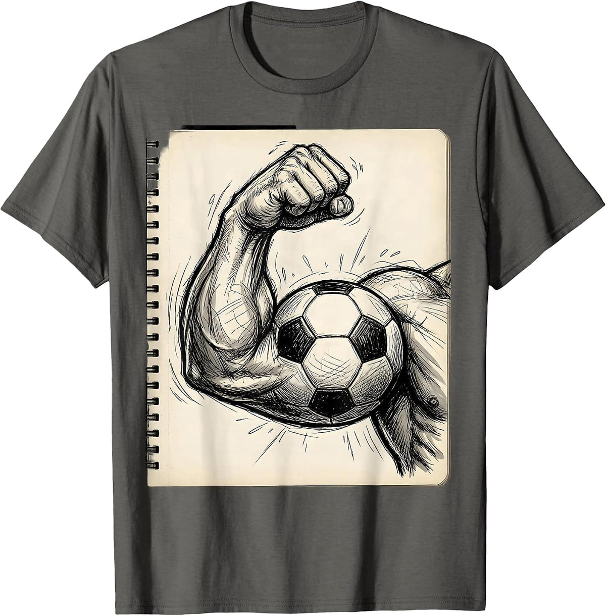 Men's Soccer Dad Flexing Bicep With Soccer Ball Graphic T-Shirt - Asphalt Grey