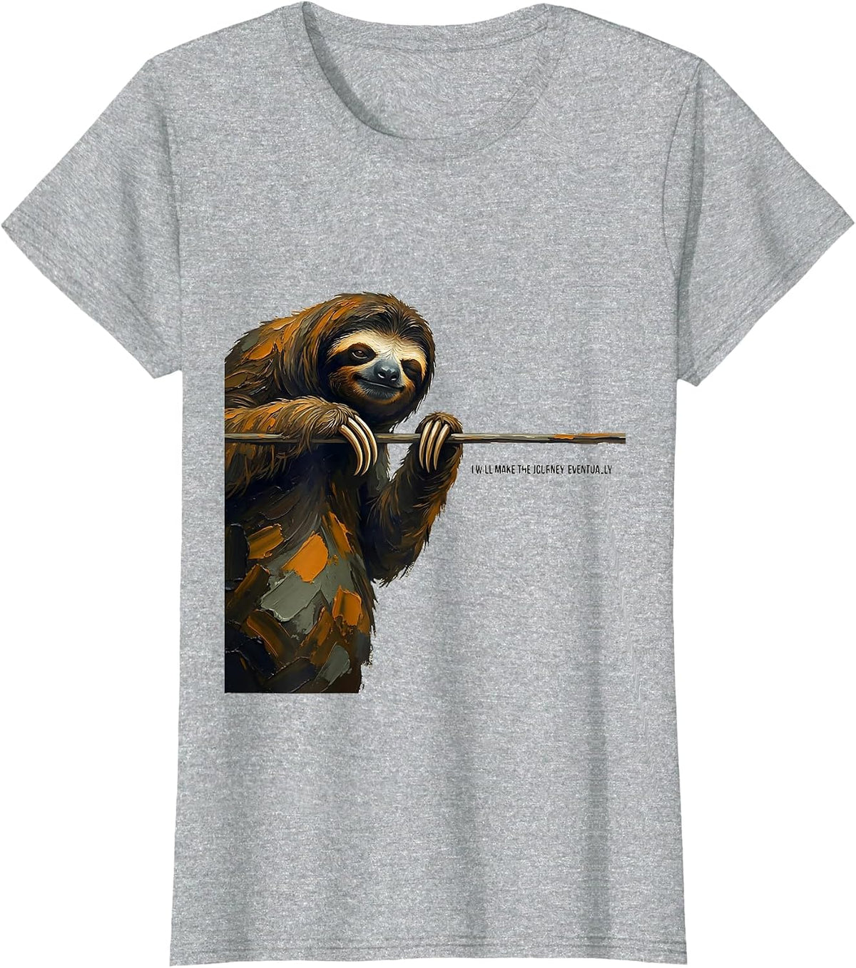 I Will Make The Journey Eventually Funny Sloth Lover Gift T-Shirt - Heather Grey