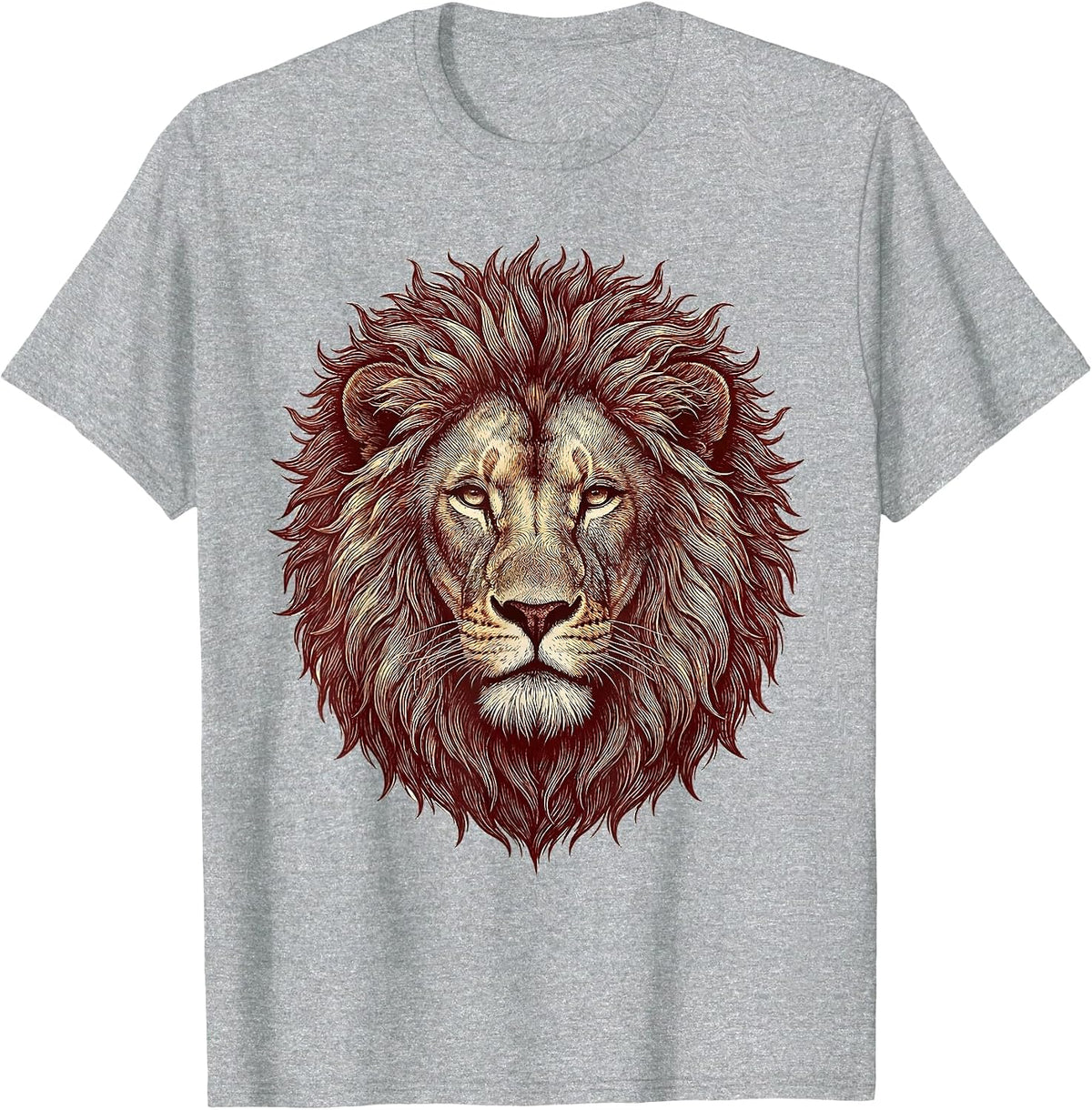 Men's Lion Mask Bold Animal Pride Fan Fierce T-Shirt - Heather Grey
