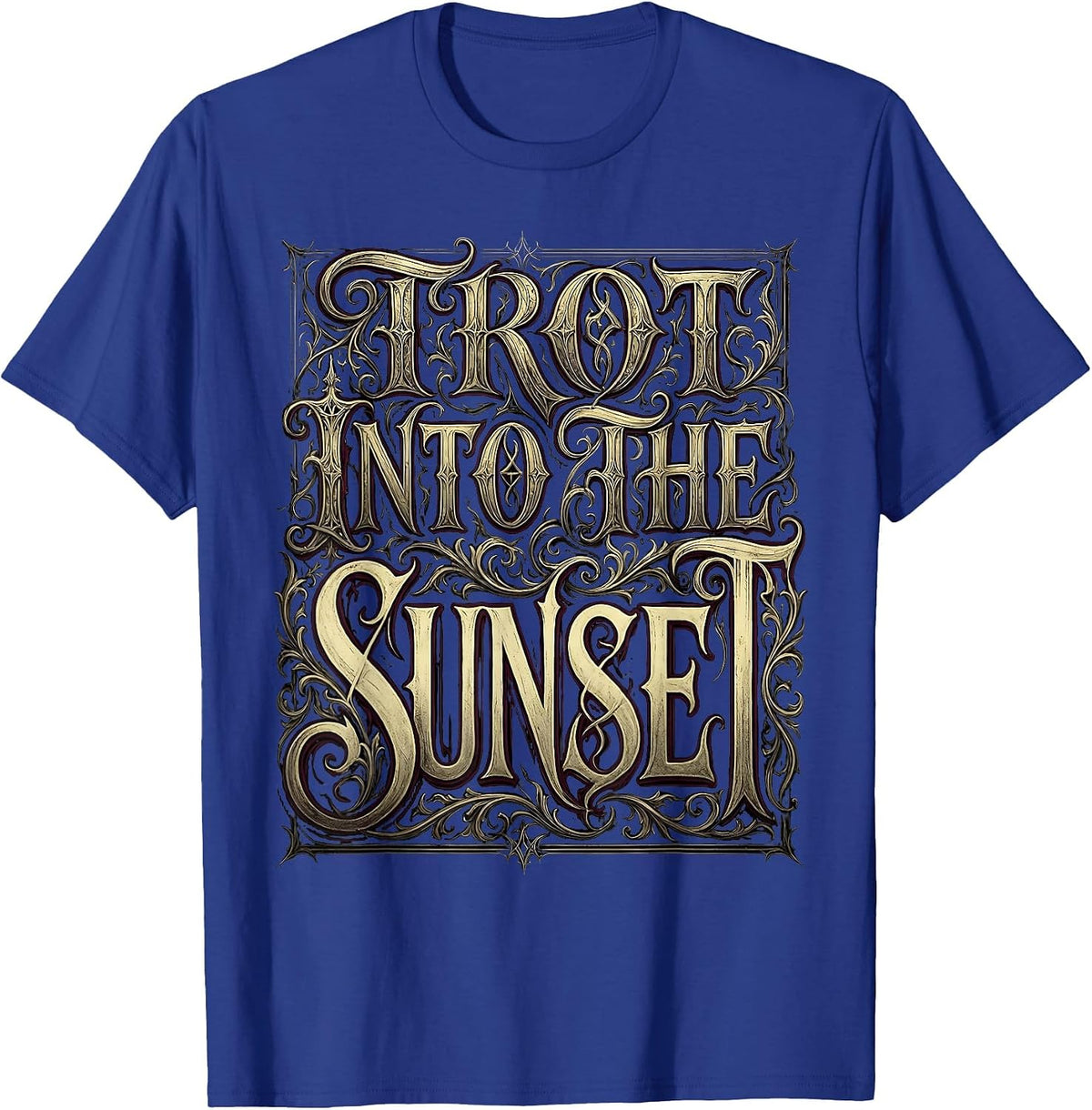 Trot Into the Sunset Equestrian Design T-Shirt - Royal Blue