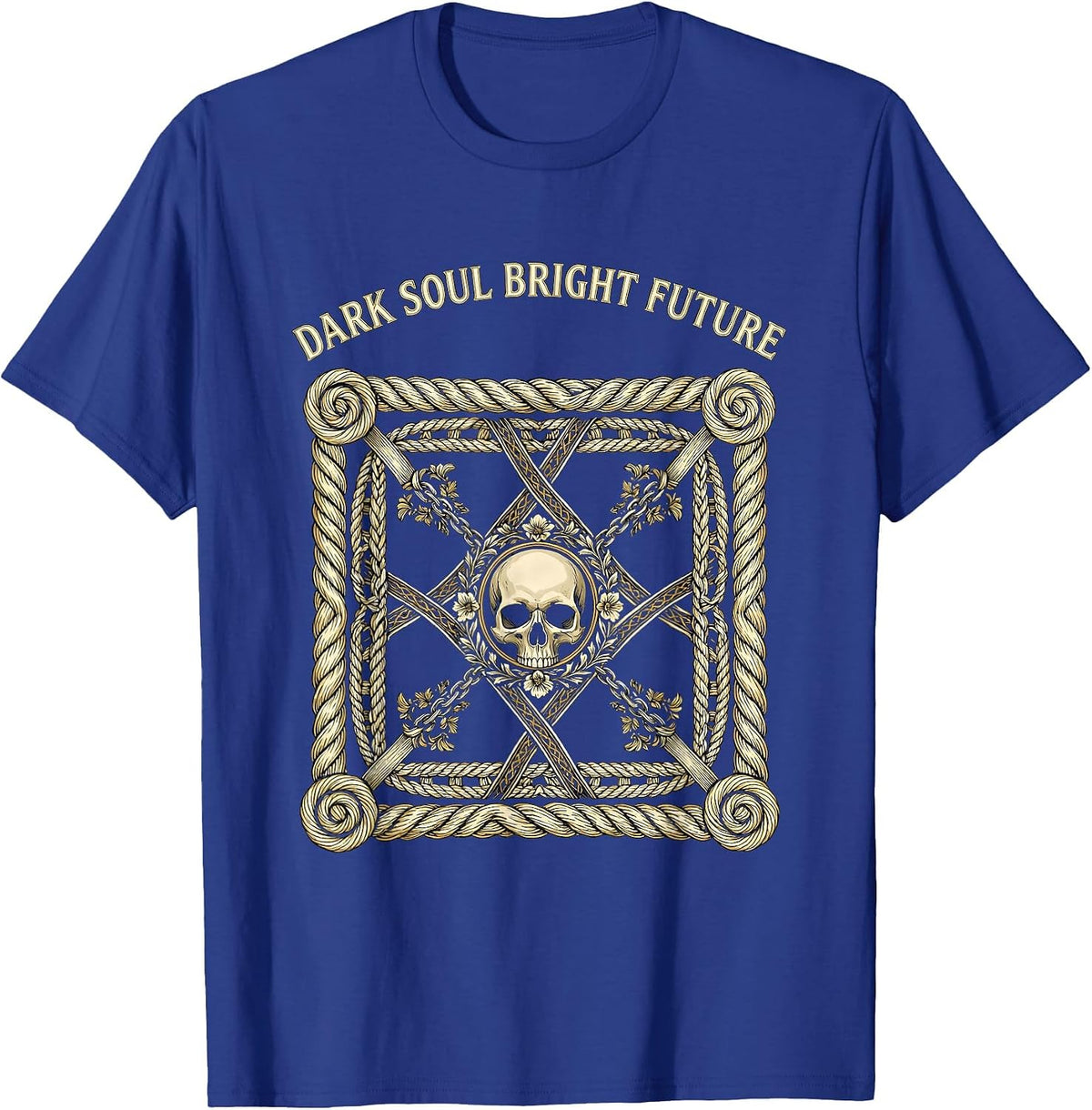 Men's Dark Soul Bright Future Skull Graphic Design T-Shirt - Royal Blue