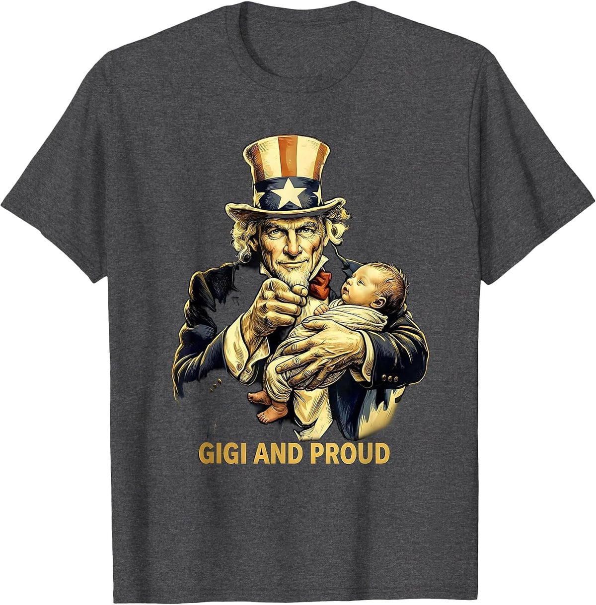 Men's Gigi and Proud Grandma Gift Design T-Shirt - Dark Heather Grey