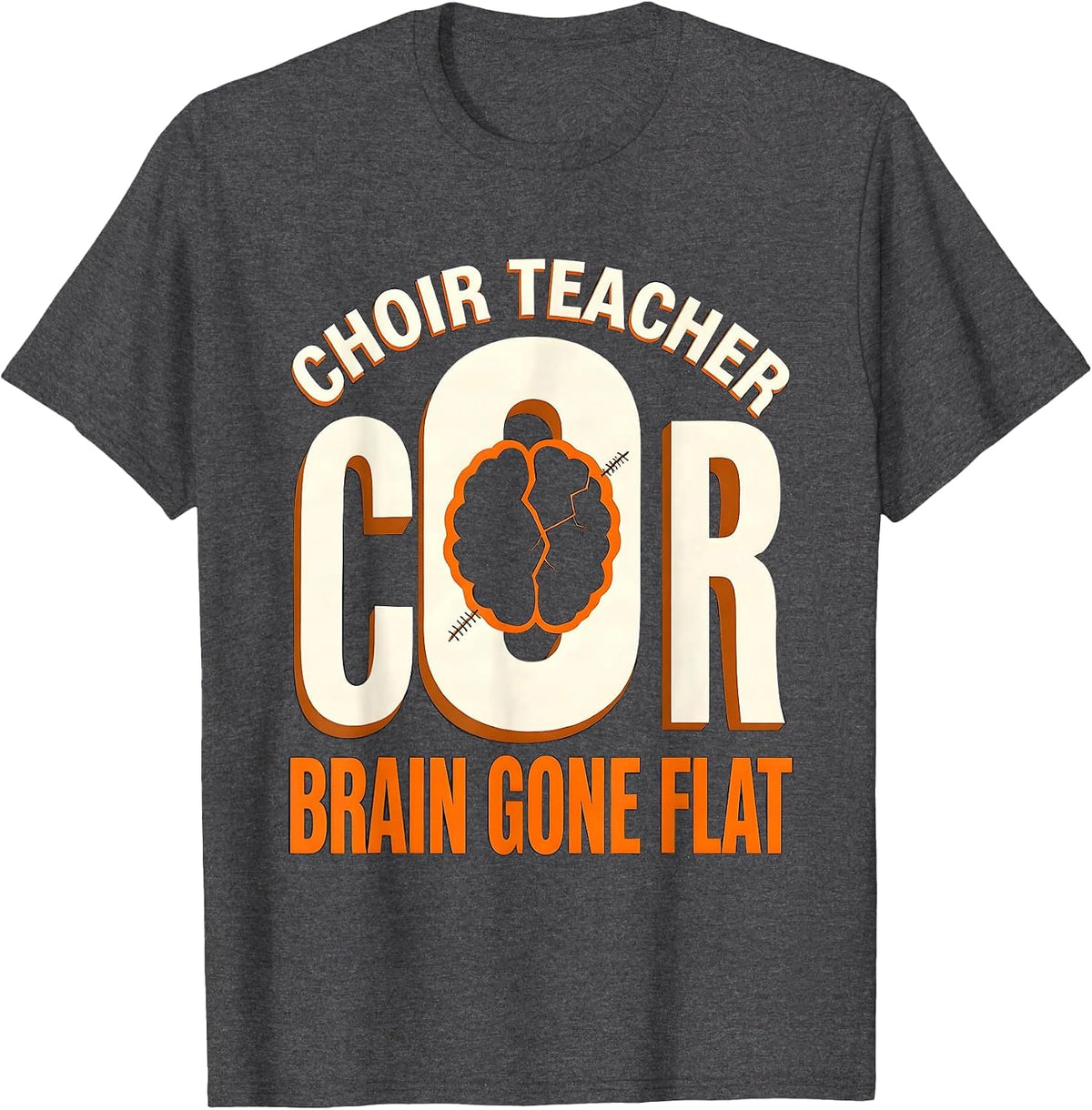 Men's Choir Teacher Brain Gone Flat Funny Zombie Halloween Teacher T-Shirt - Dark Heather Grey