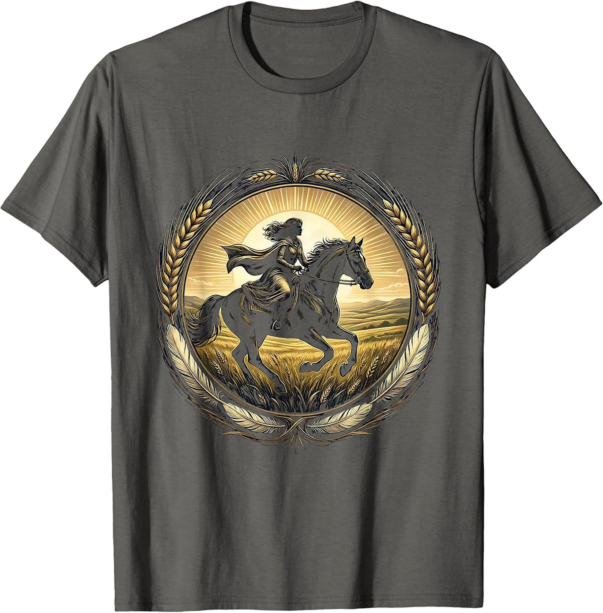 Horseback Rider Open Plains Country Music Graphic T-Shirt - Asphalt Grey