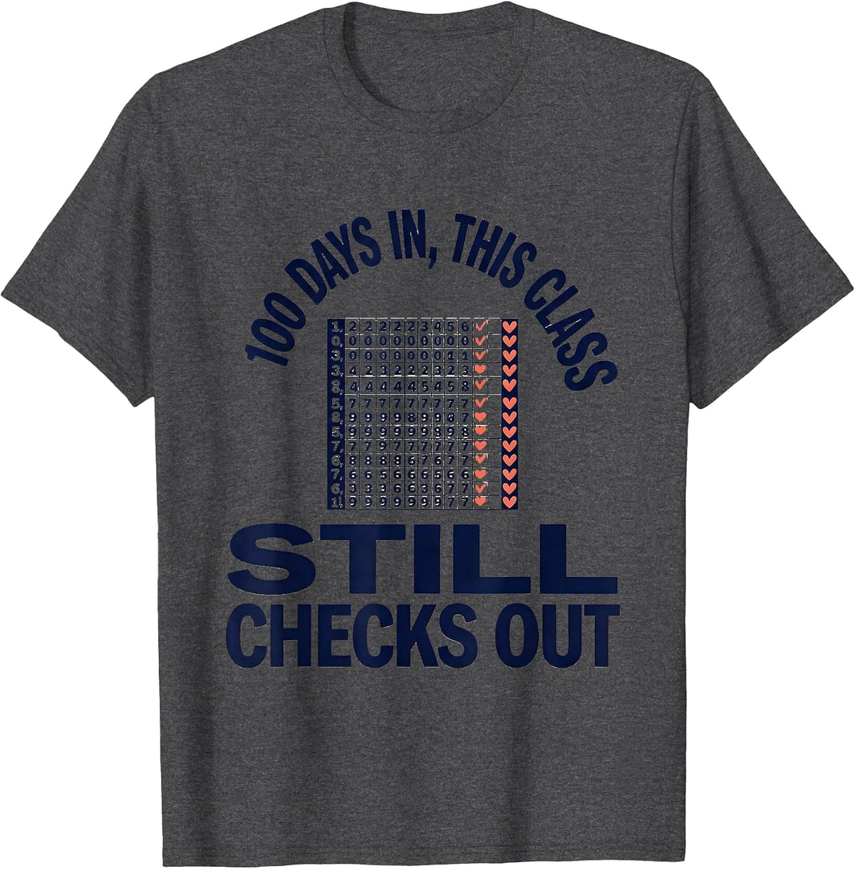 100 Days In, This Class Still Checks Out Teacher T-Shirt - Dark Heather Grey