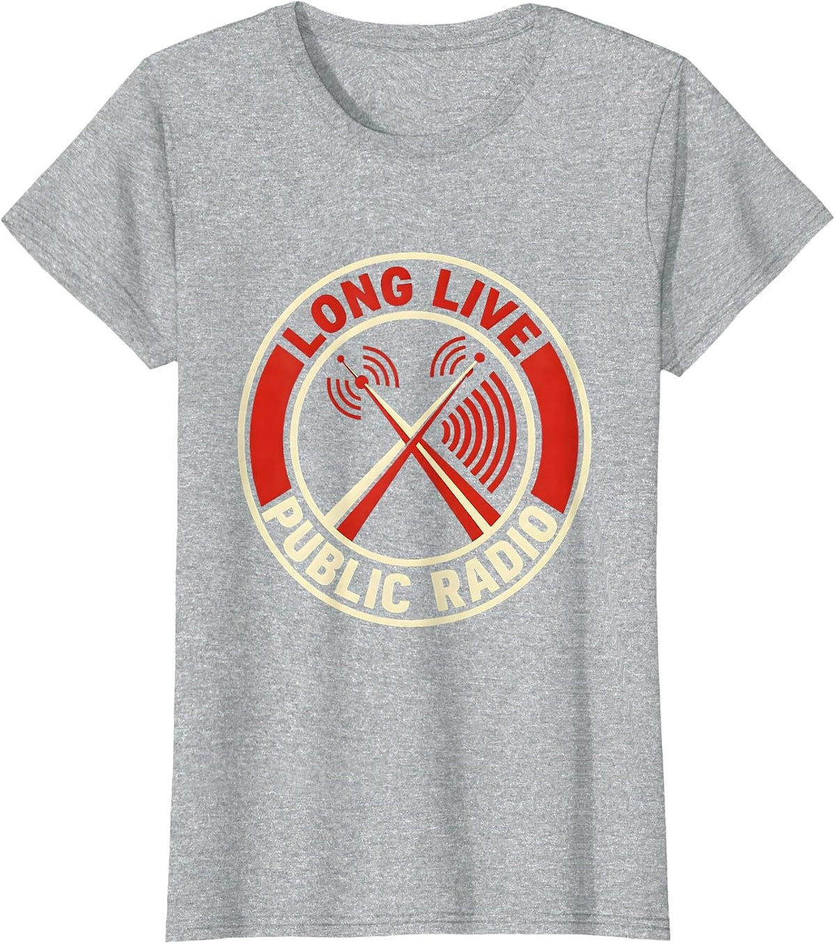 Long Live Public Radio Constructivist Civic Supporter Art T-Shirt - Heather Grey