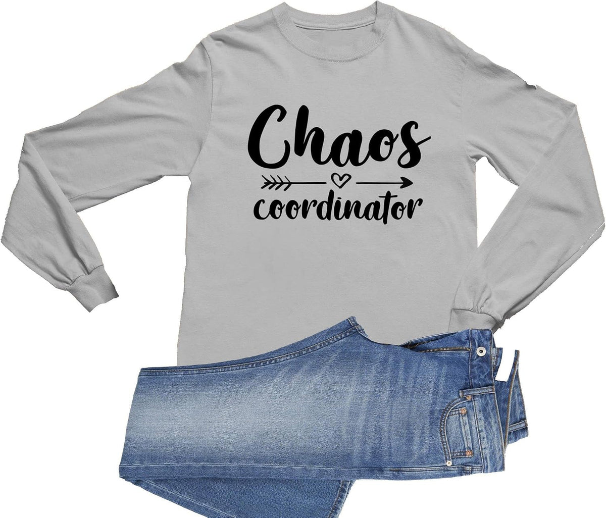 Go All Out Adult Chaos Coordinator Funny Mom Parent Long Sleeve T-Shirt - Athletic Heather