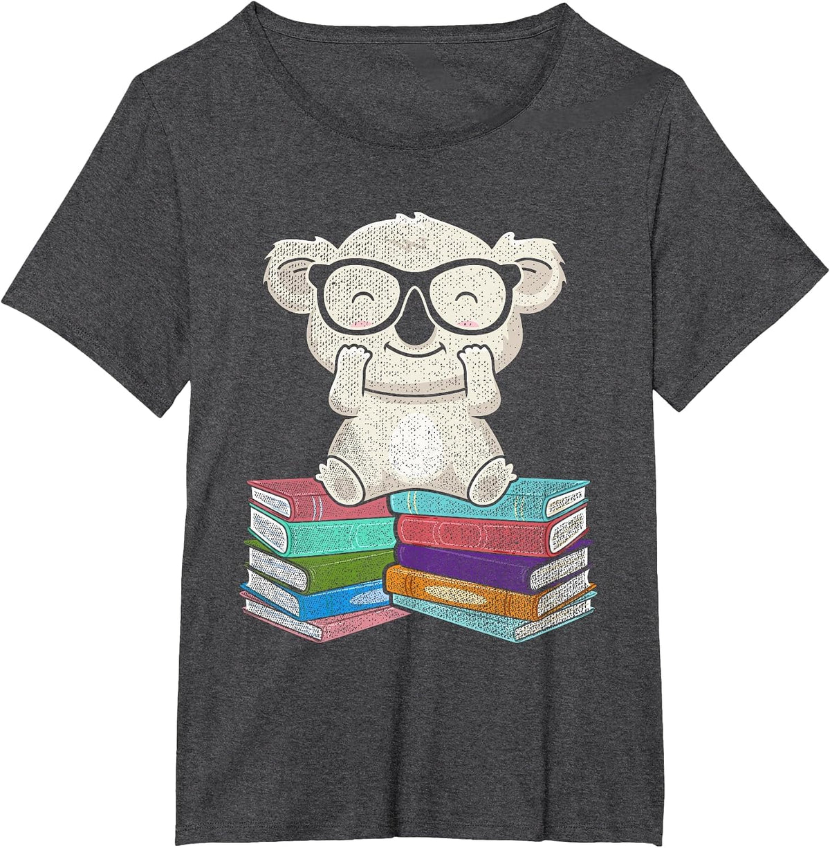 Koala Bear Reading Books Koala T-Shirt - Dark Heather Grey