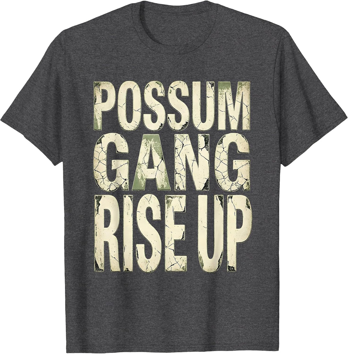 Possum Gang Rise Up Funny Opossum Design T-Shirt - Dark Heather Grey