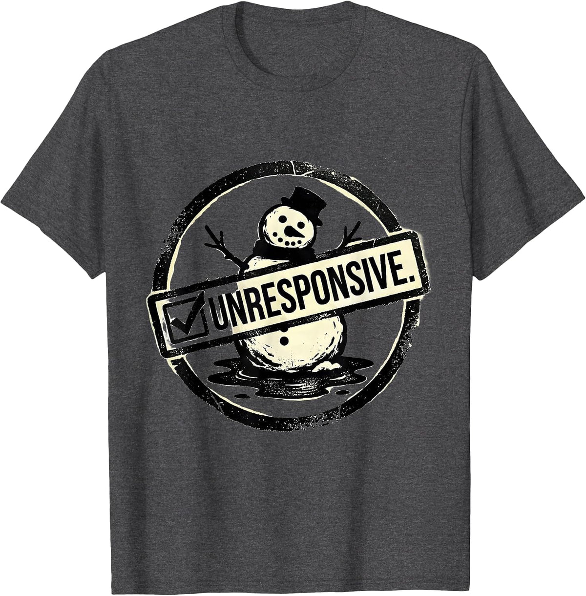 Unresponsive Rubber Stamp Funny Nurse Christmas Medical T-Shirt - Dark Heather Grey