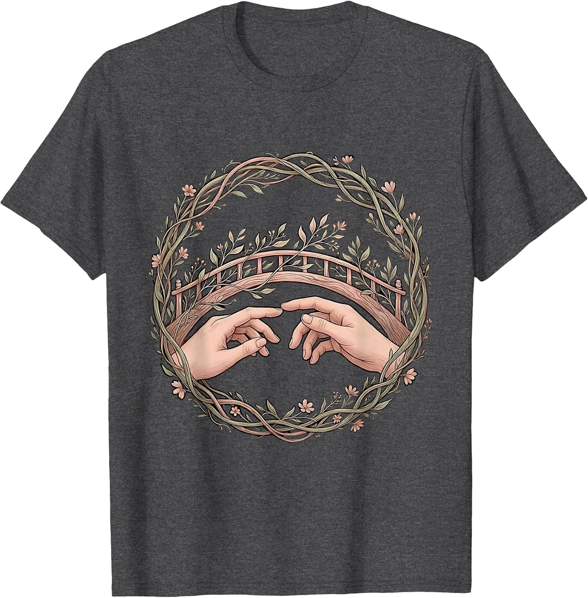 Men's Suicide Prevention Awareness Bridge Building Graphic T-Shirt - Dark Heather Grey