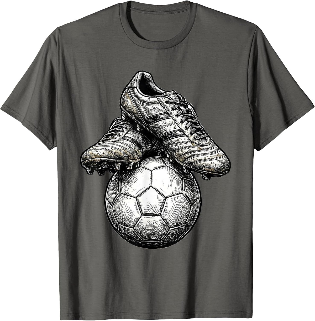 Men's Soccer Coach Worn Cleats and Ball Graphic T-Shirt - Asphalt Grey