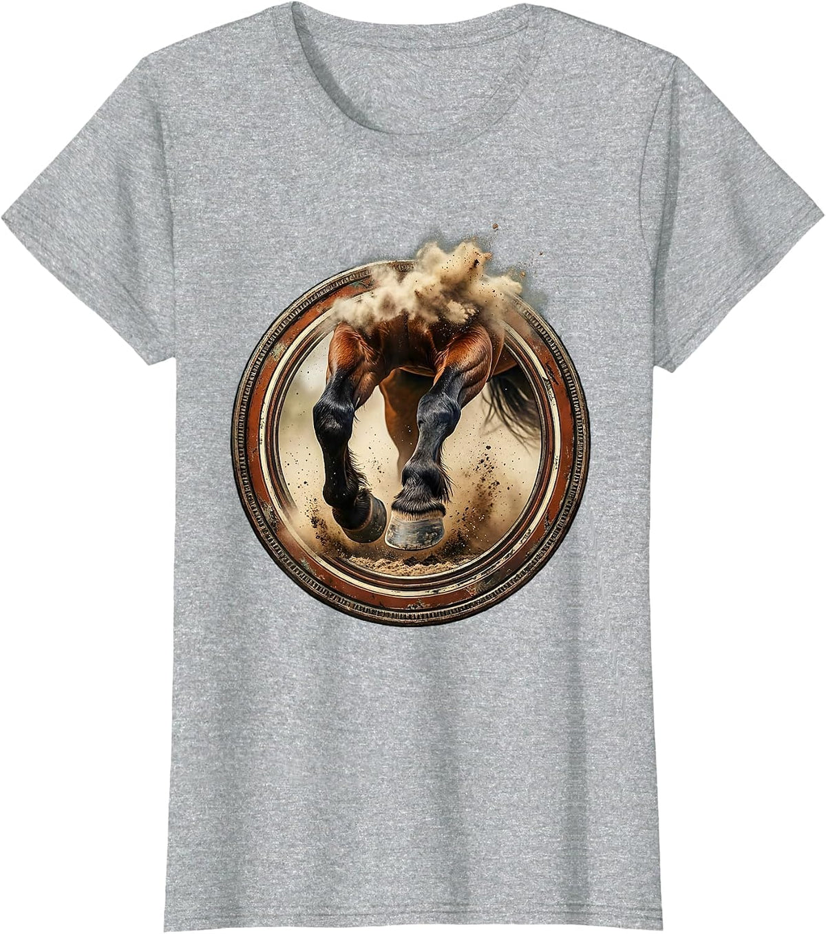 Horse Hooves Dusty Trail Close-Up Graphic T-Shirt - Heather Grey