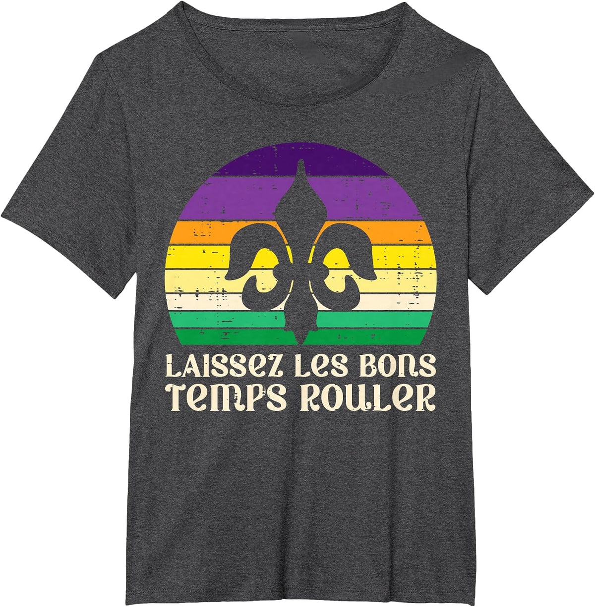 Laissez Les Bons Temps Rouler Fleur Lis Mardi Gras Women T-Shirt - Dark Heather Grey