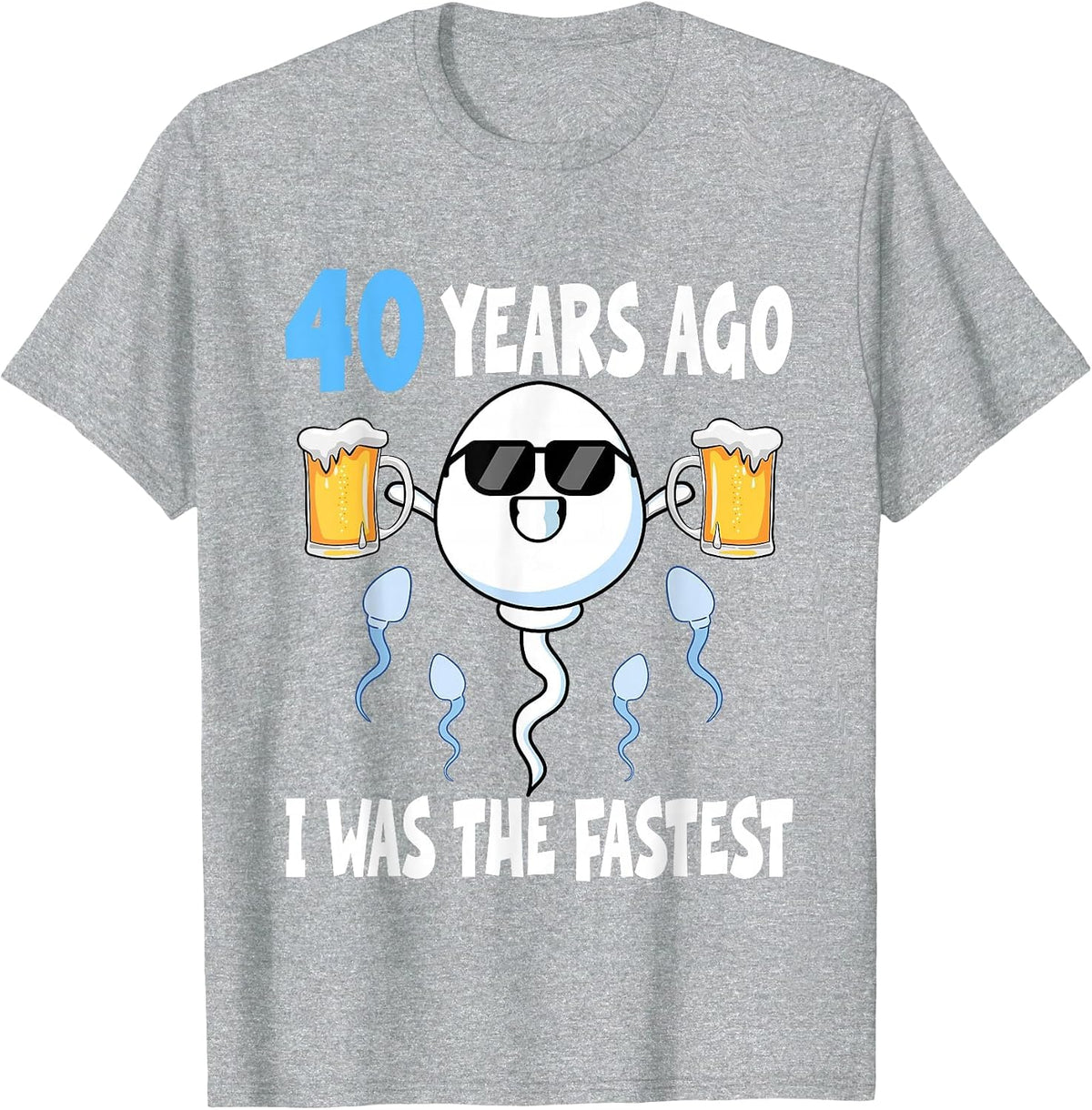 40 Years Ago I was The Fastest - Birthday Decorations Party T-Shirt - Heather Grey