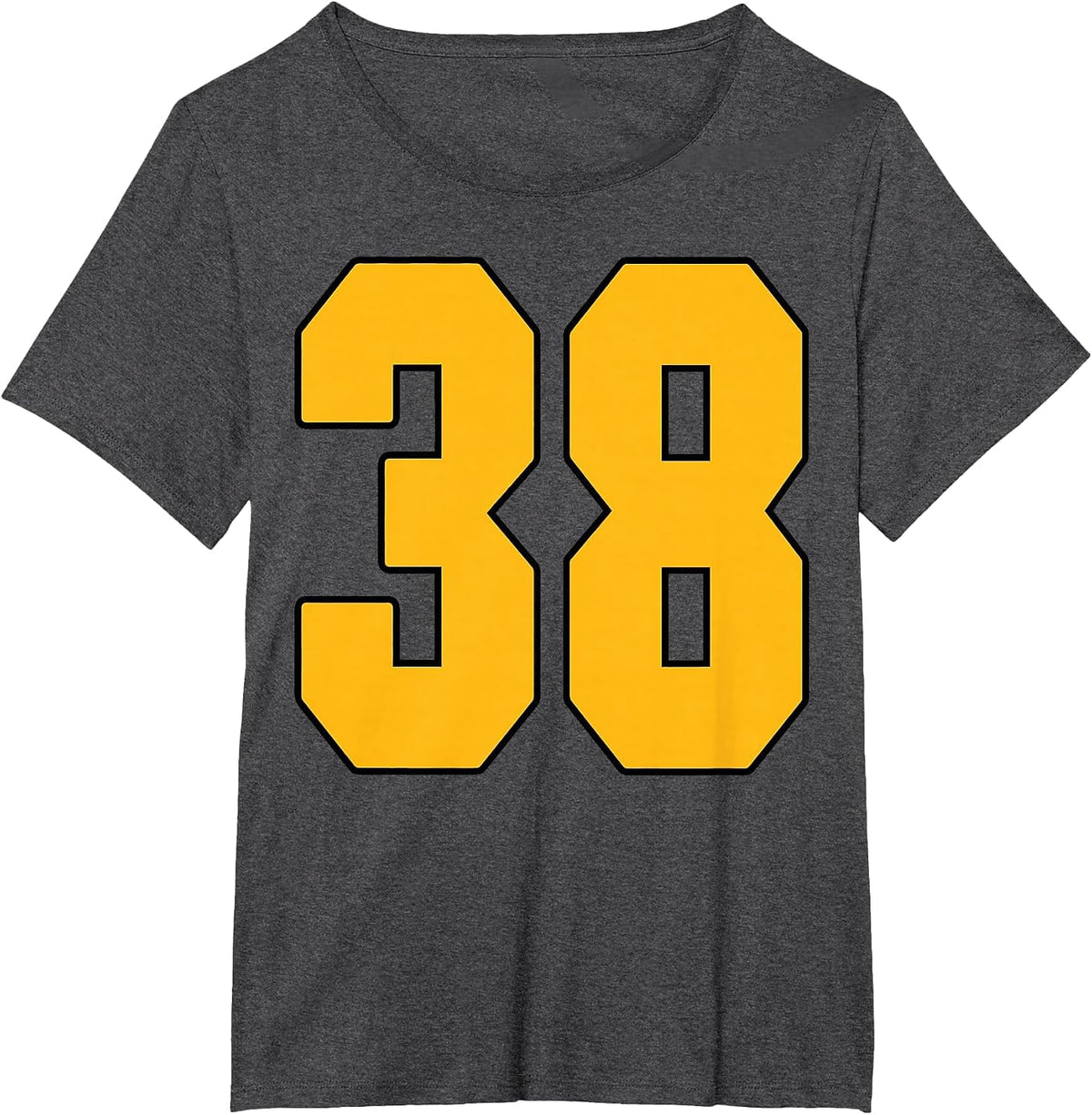 Gold Number 38 Jersey Big #38 Uniform Favorite Player T-Shirt - Dark Heather Grey