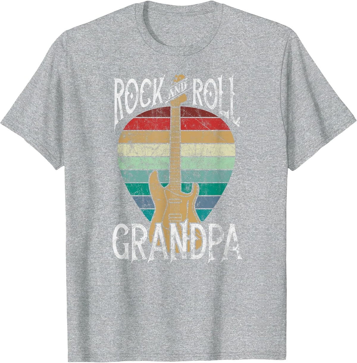 Rock n Roll Grandpa Vintage Guitar Player Music Lover T-Shirt - Heather Grey