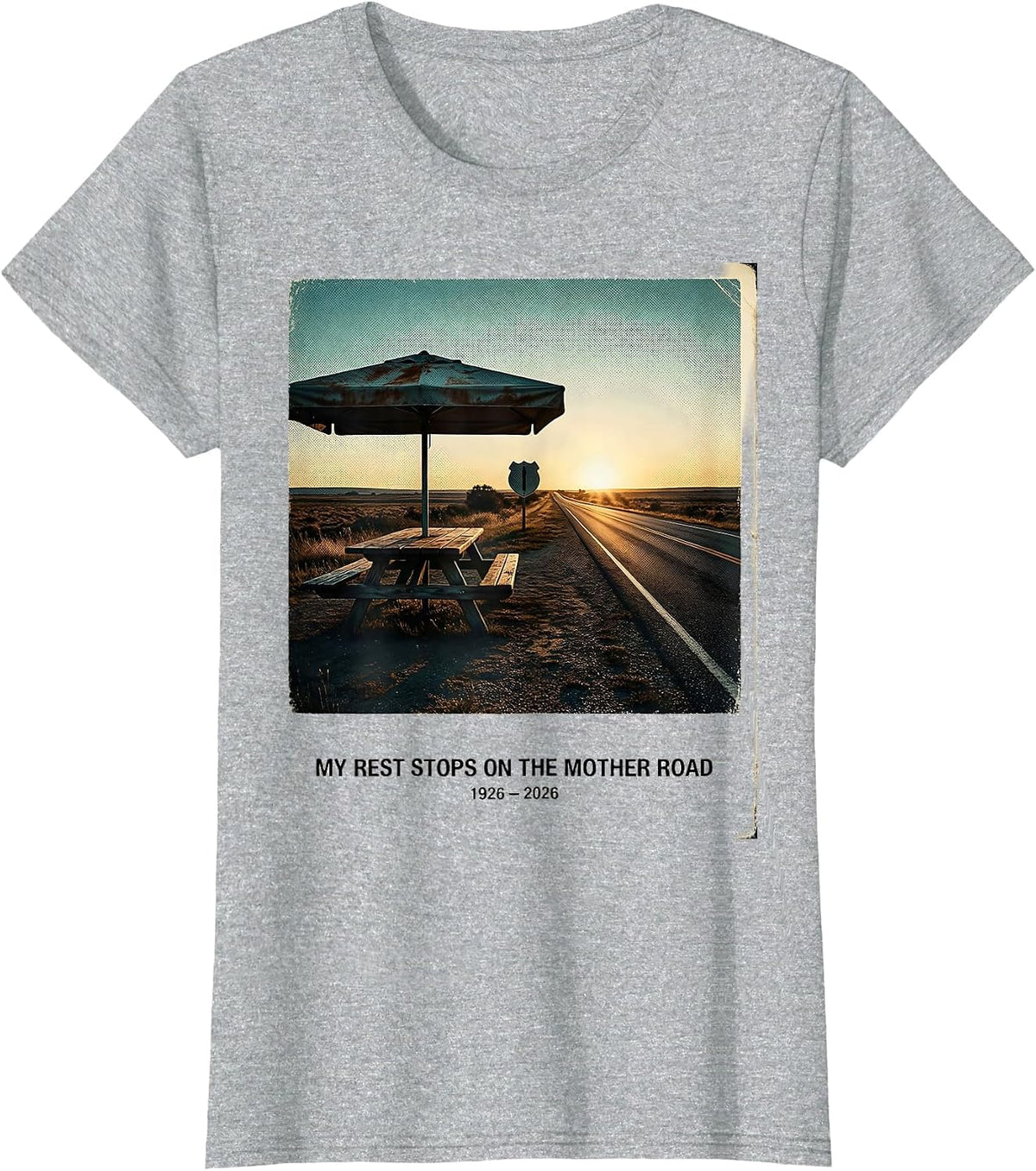 My Rest Stops On The Mother Road, 1926-2026 Vintage T-Shirt - Heather Grey