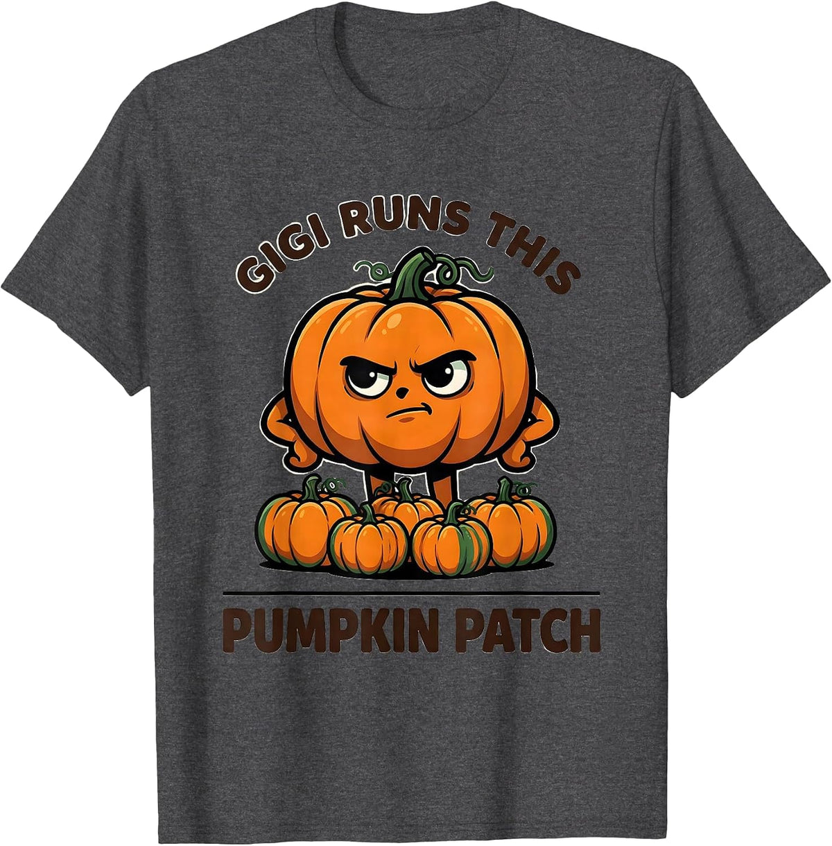 Men's Gigi Runs This Pumpkin Patch Funny Grandma Halloween T-Shirt - Dark Heather Grey