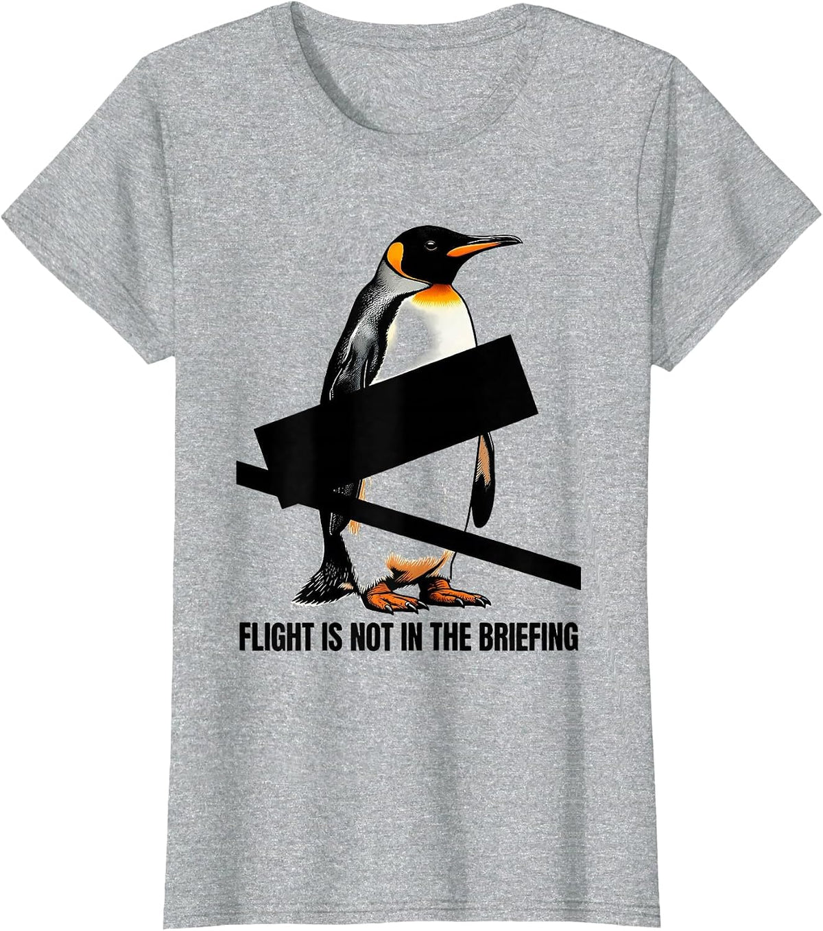 Flight Is Not In The Briefing Brutalist Graphic Dark Humor T-Shirt - Heather Grey
