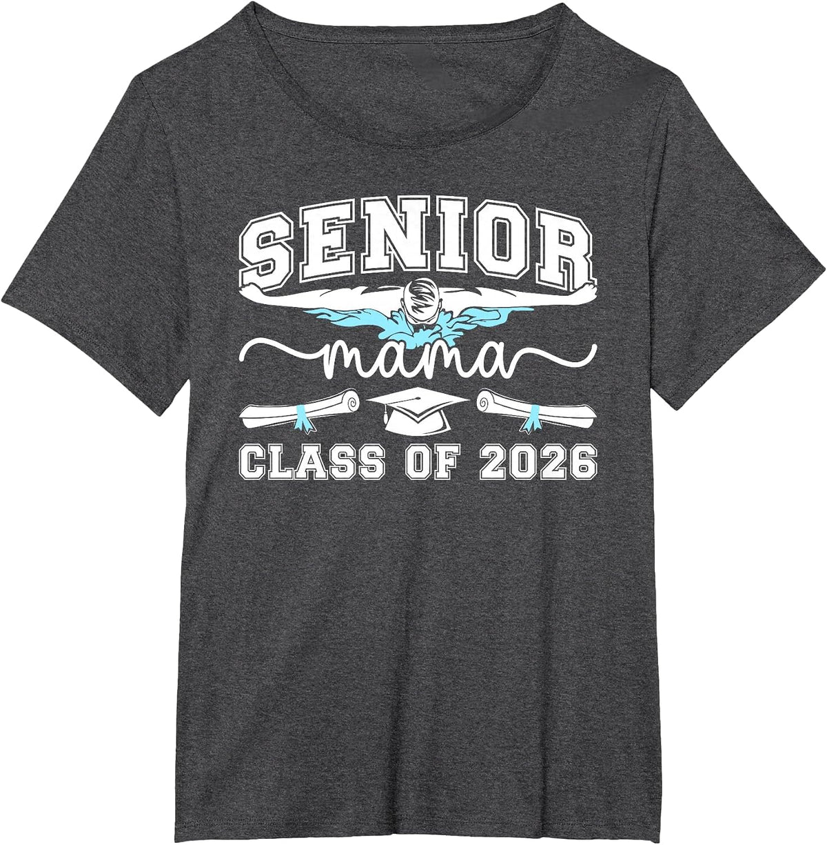 Swim Senior Mama Class of 2026 Swimming Senior Mom 2026 T-Shirt - Dark Heather Grey