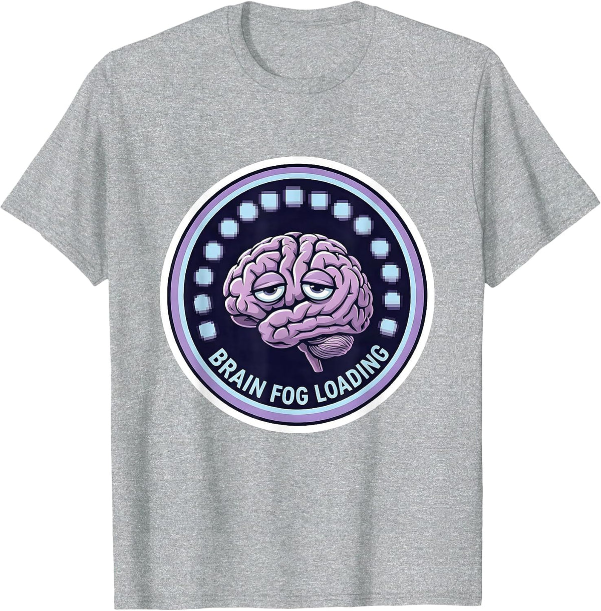Men's Brain Fog Loading Mental Health Awareness Design T-Shirt - Heather Grey