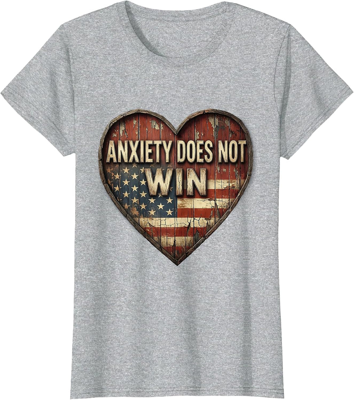 Anxiety Does Not Win Mental Health Awareness Design T-Shirt - Heather Grey