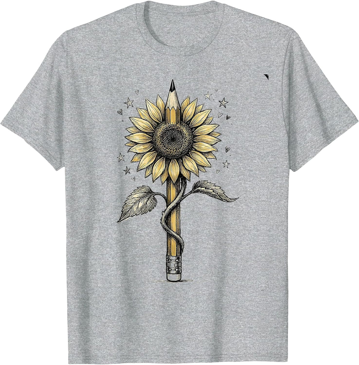 Men's Special Education Teacher Sunflower Pencil Art T-Shirt - Heather Grey
